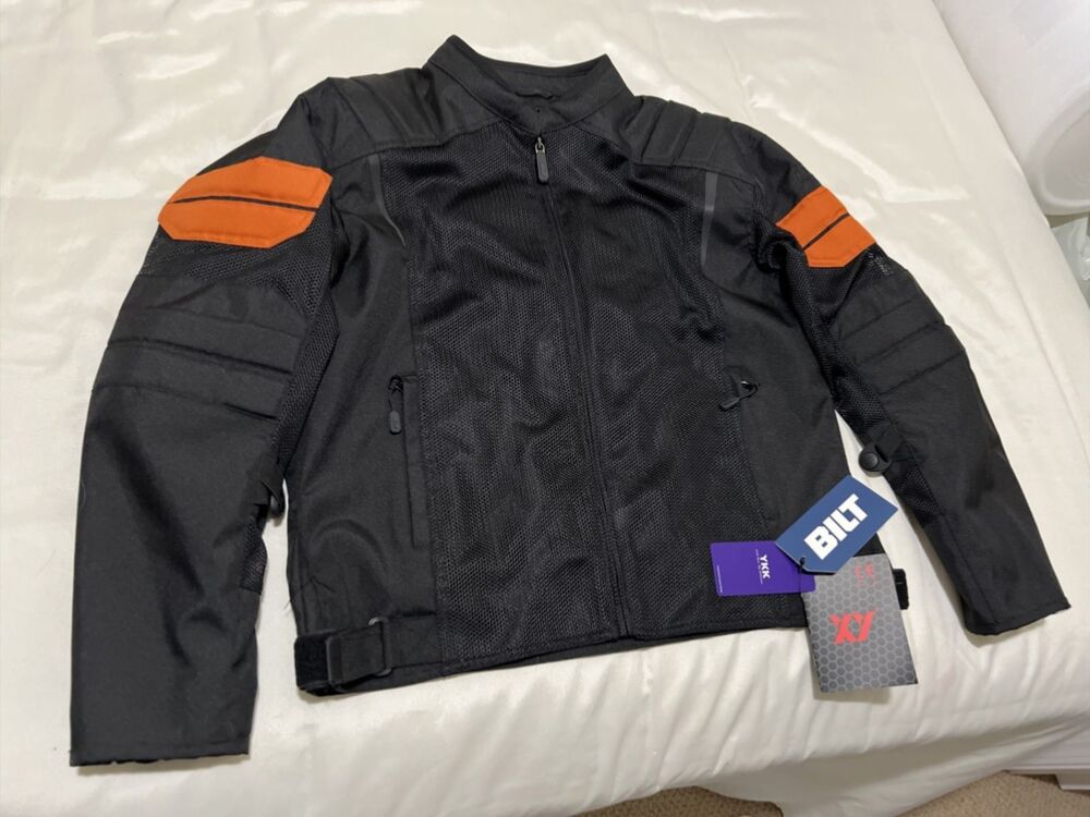 BILT Jacket Mens XL Black Mesh Motorcycle Moto Padded Full Zip Biker Blazer 2
